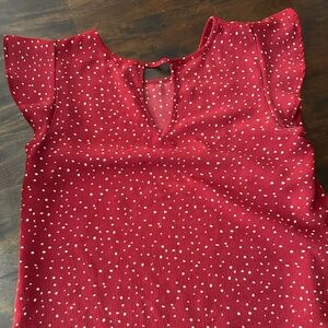 Papermoon pullover red and white top with flutter sleeves